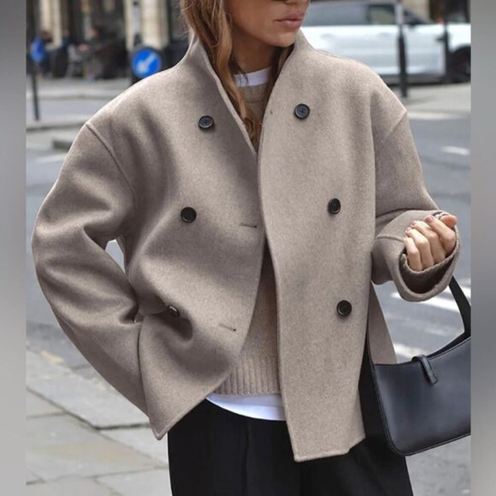 Commense Beige Jacket Oversized Double Breasted D… - image 1